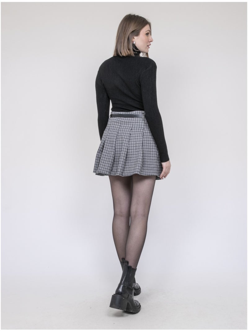 Jupe-short plissée à carreaux XOMELLE Gris - Kiabi