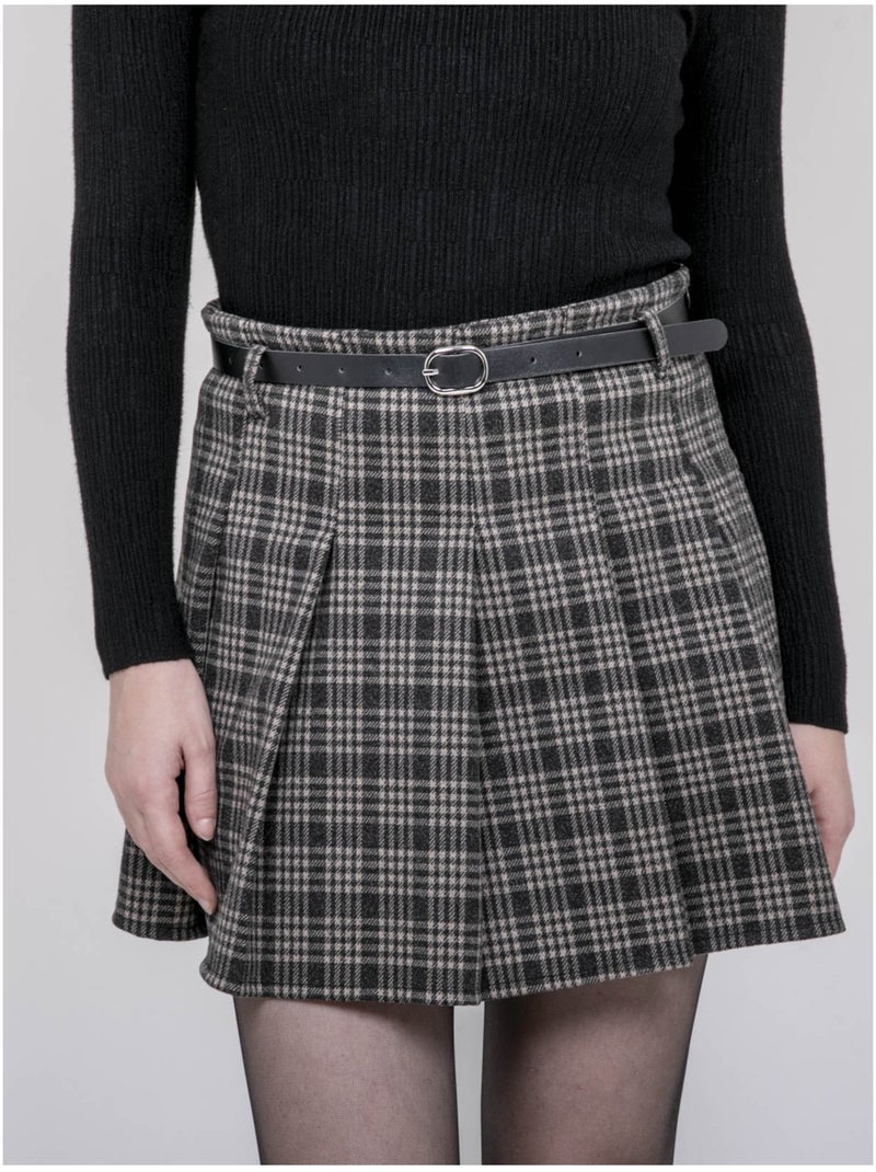 Jupe-short plissée à carreaux XOMELLE Marron - Kiabi