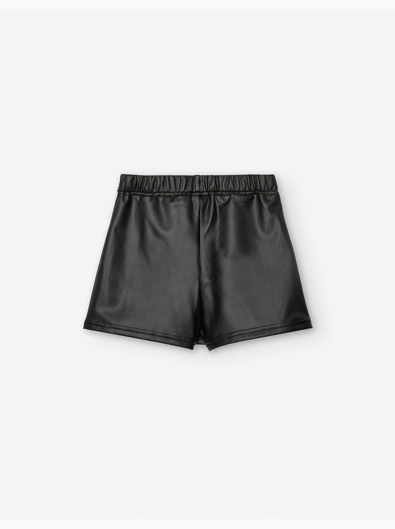 Jupe-short plissée en cuir synthétique Noir - Kiabi