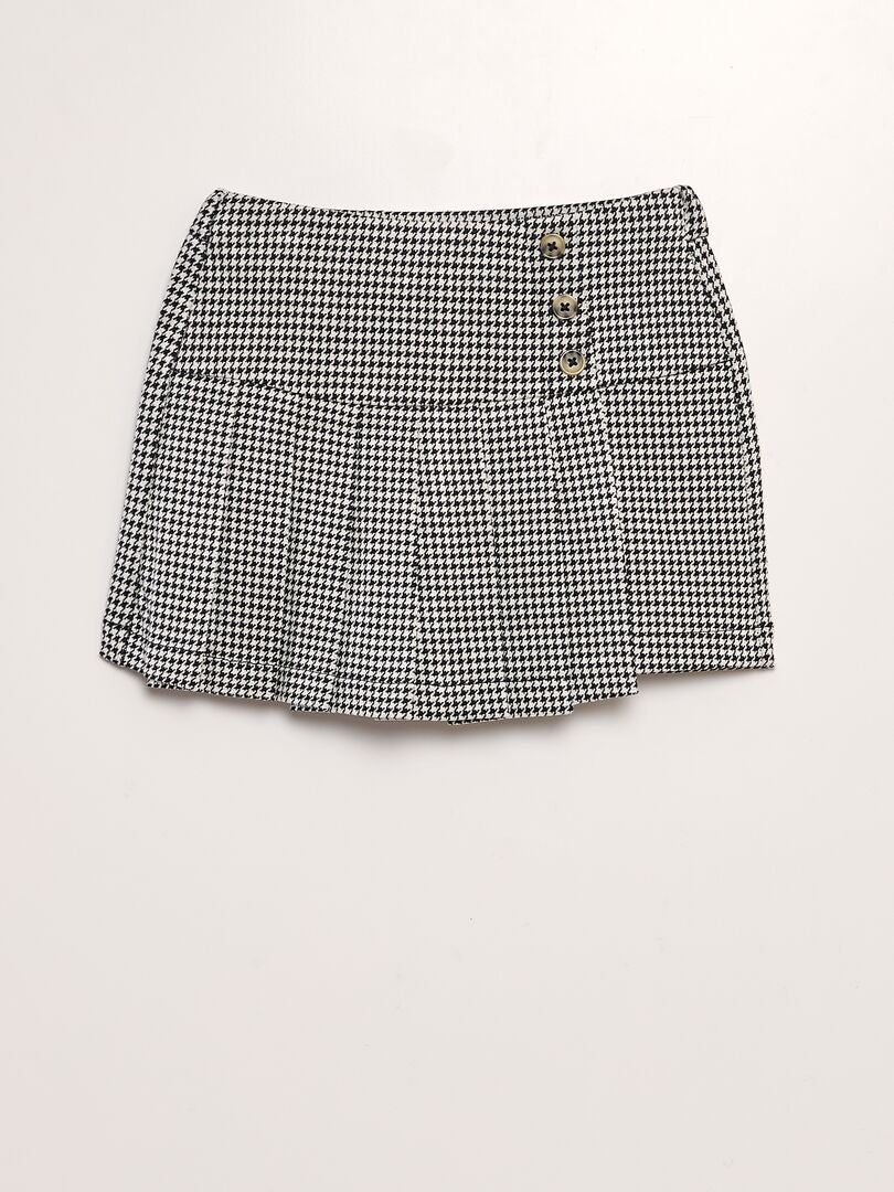 Jupe short plissée en jersey Noir / blanc - Kiabi