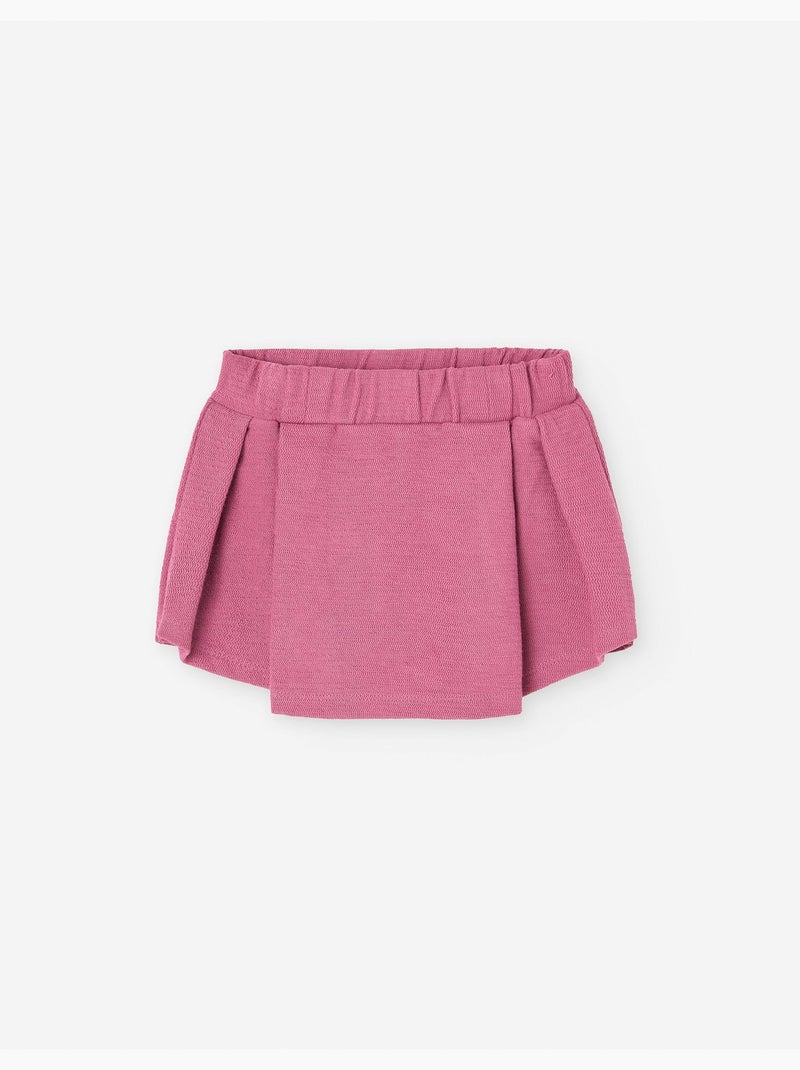 Jupe-short plissée en maille interlock Rose foncé Bébé fille