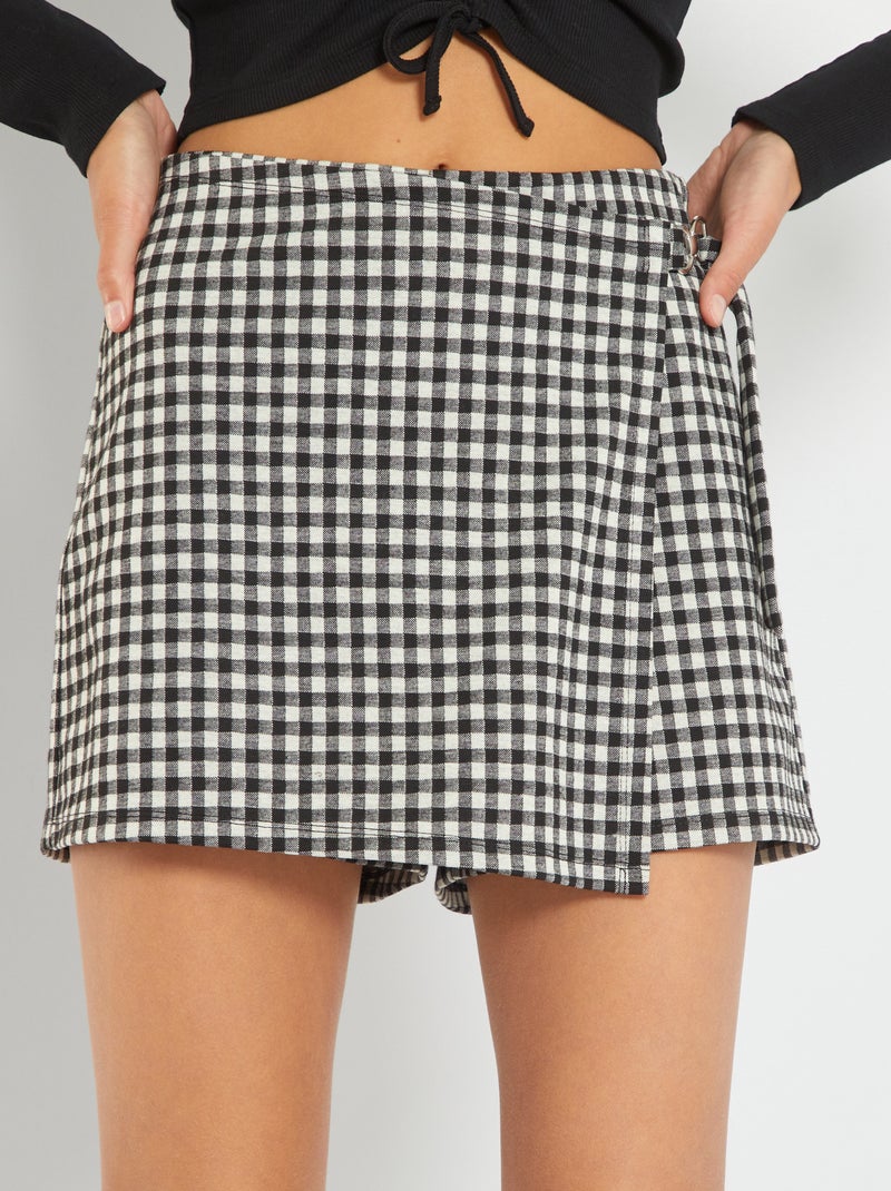 Jupe short portefeuille Noir/Blanc - Kiabi