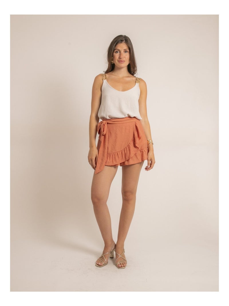 Jupe-short portefeuille XABERI Rouge brique - Kiabi