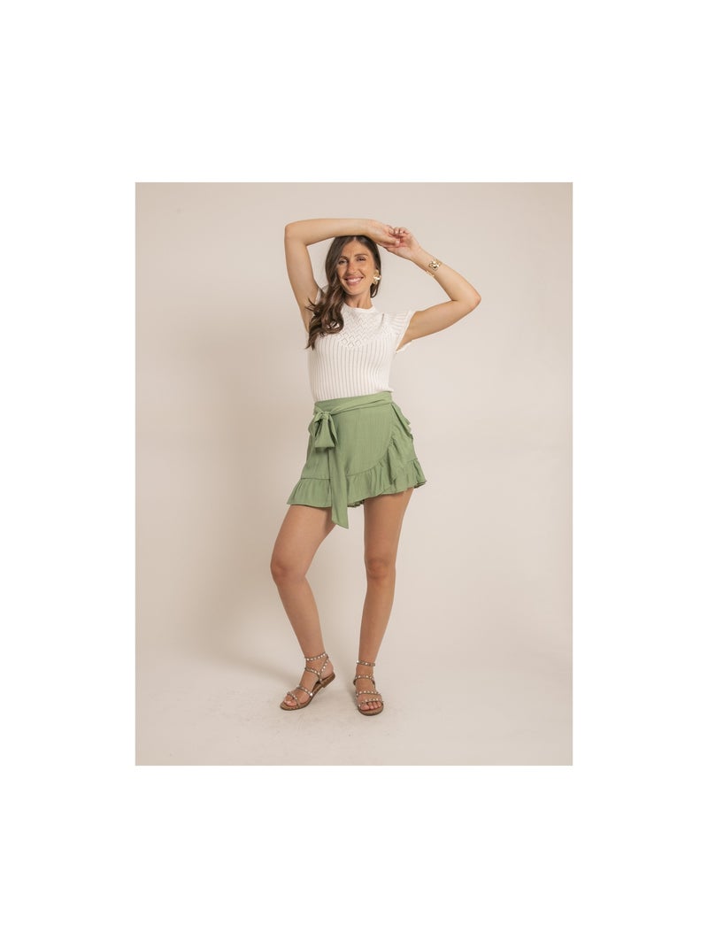 Jupe-short portefeuille XABERI Vert - Kiabi