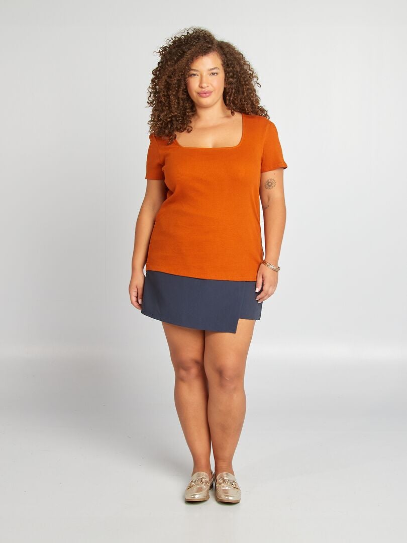 Jupe short taille haute - Bleu marine - Kiabi - 18.00�?�