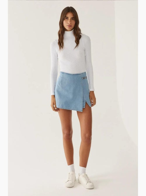 Jupe-short taille haute en denim hiccup - Kiabi Jupe-short taille haute en denim hiccup - Kiabi