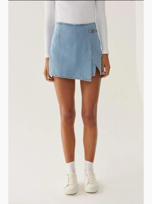 Jupe-short taille haute en denim hiccup - Kiabi Jupe-short taille haute en denim hiccup - Kiabi