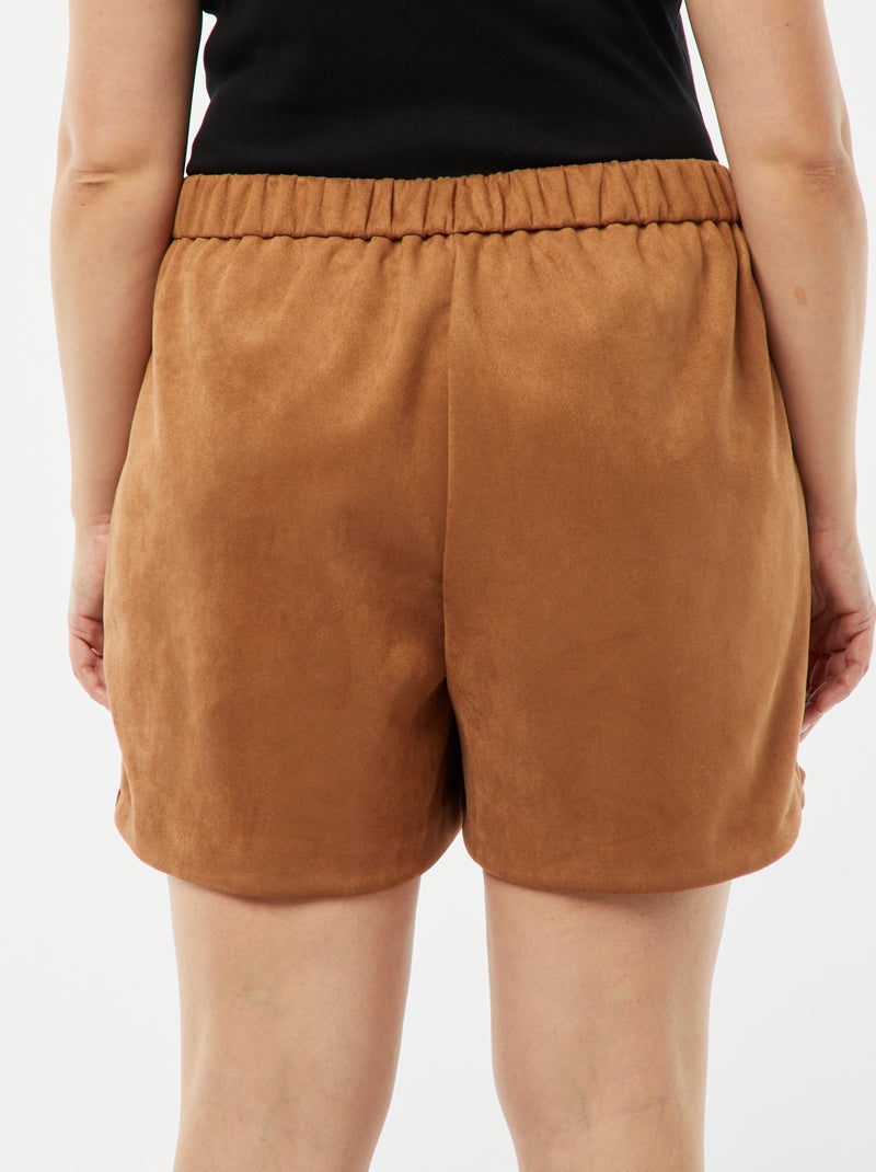 Jupe short taille haute en suédine MARRON - Kiabi