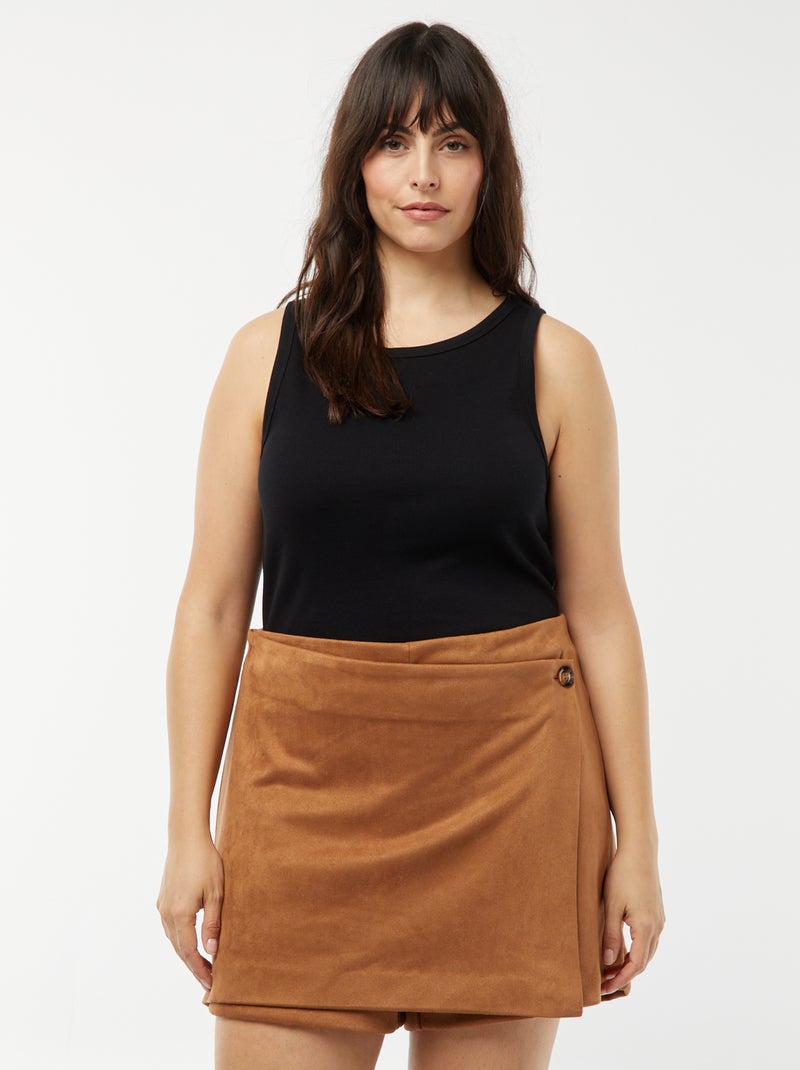 ikks Jupe courte noire cuir Femme Black Friday 2025 Sale Vêtements