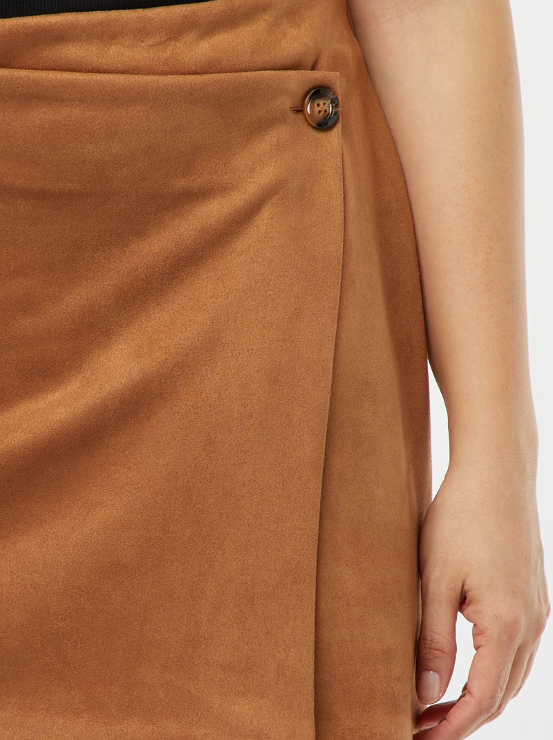Jupe short taille haute en suédine MARRON - Kiabi