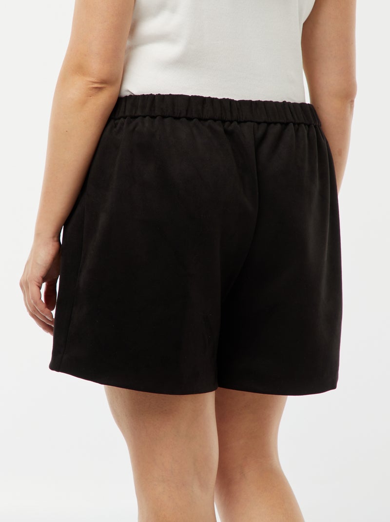 Jupe short taille haute en suédine noir - Kiabi