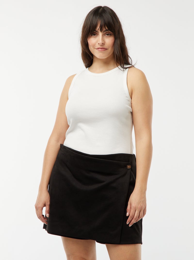 Jupe short taille haute en suédine noir - Kiabi