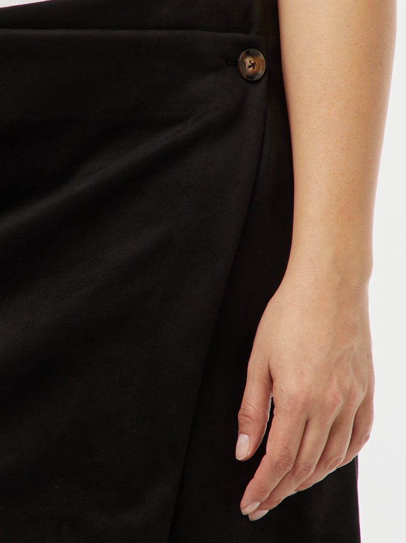 Jupe short taille haute en suédine noir - Kiabi