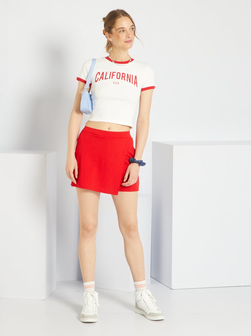 Jupe short taille haute Rouge - Kiabi