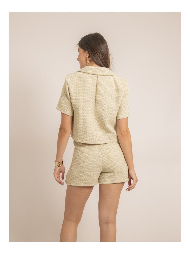 Jupe-short tweed XEVINE Vert - Kiabi