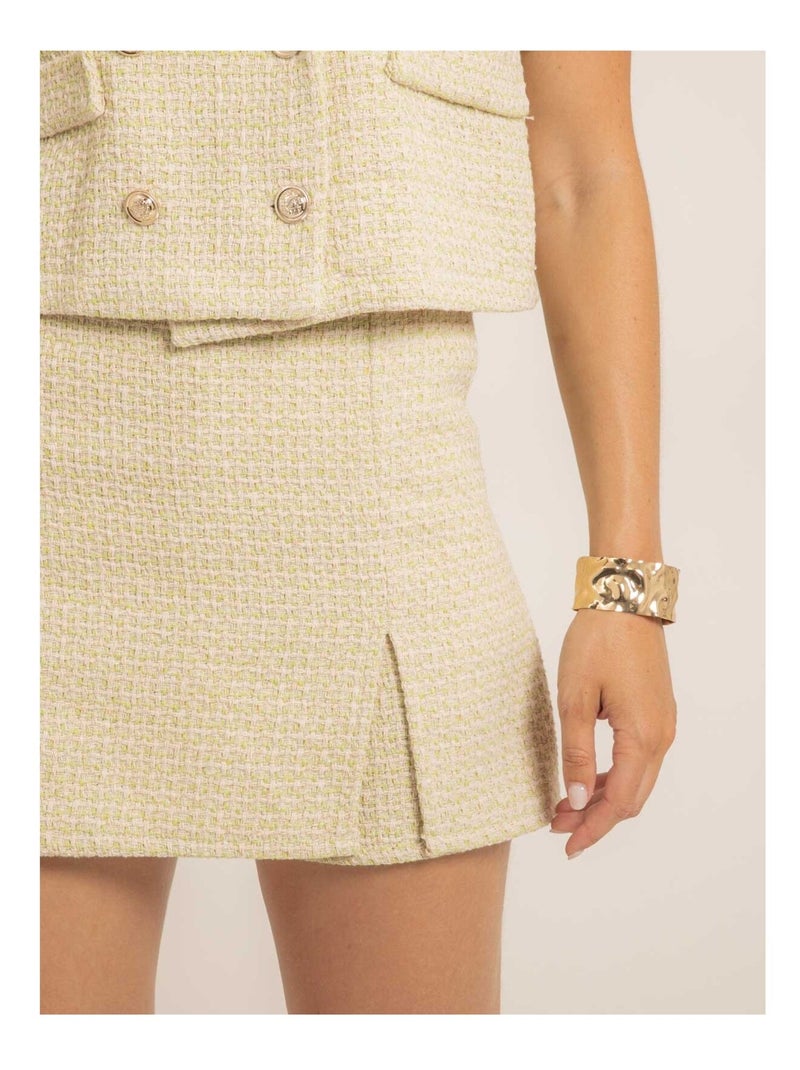 Jupe-short tweed XEVINE Vert - Kiabi