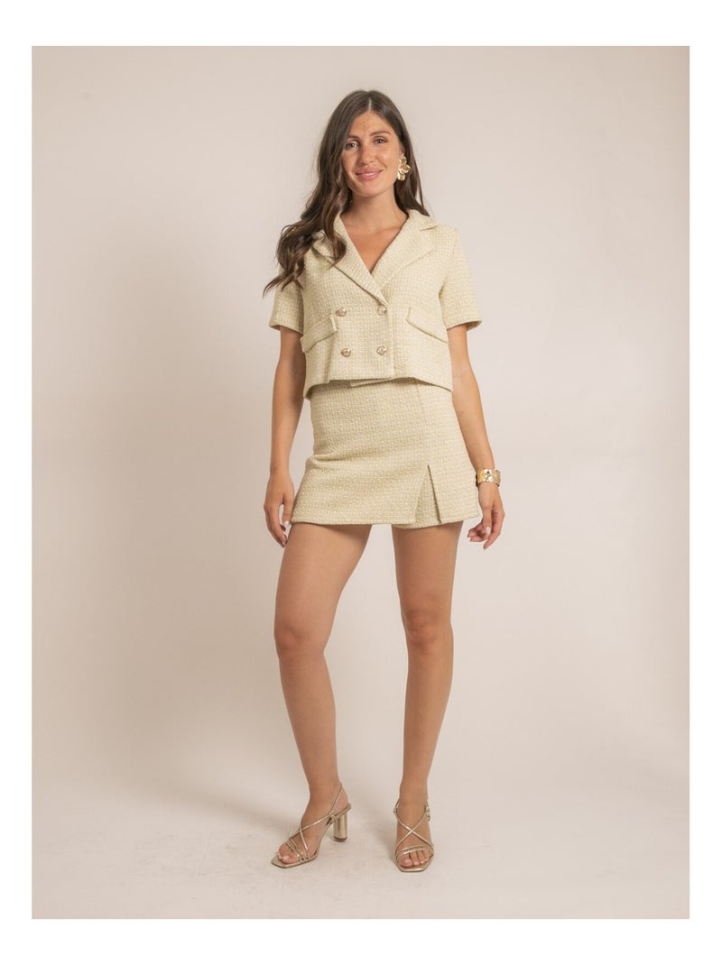 Jupe-short tweed XEVINE Vert - Kiabi