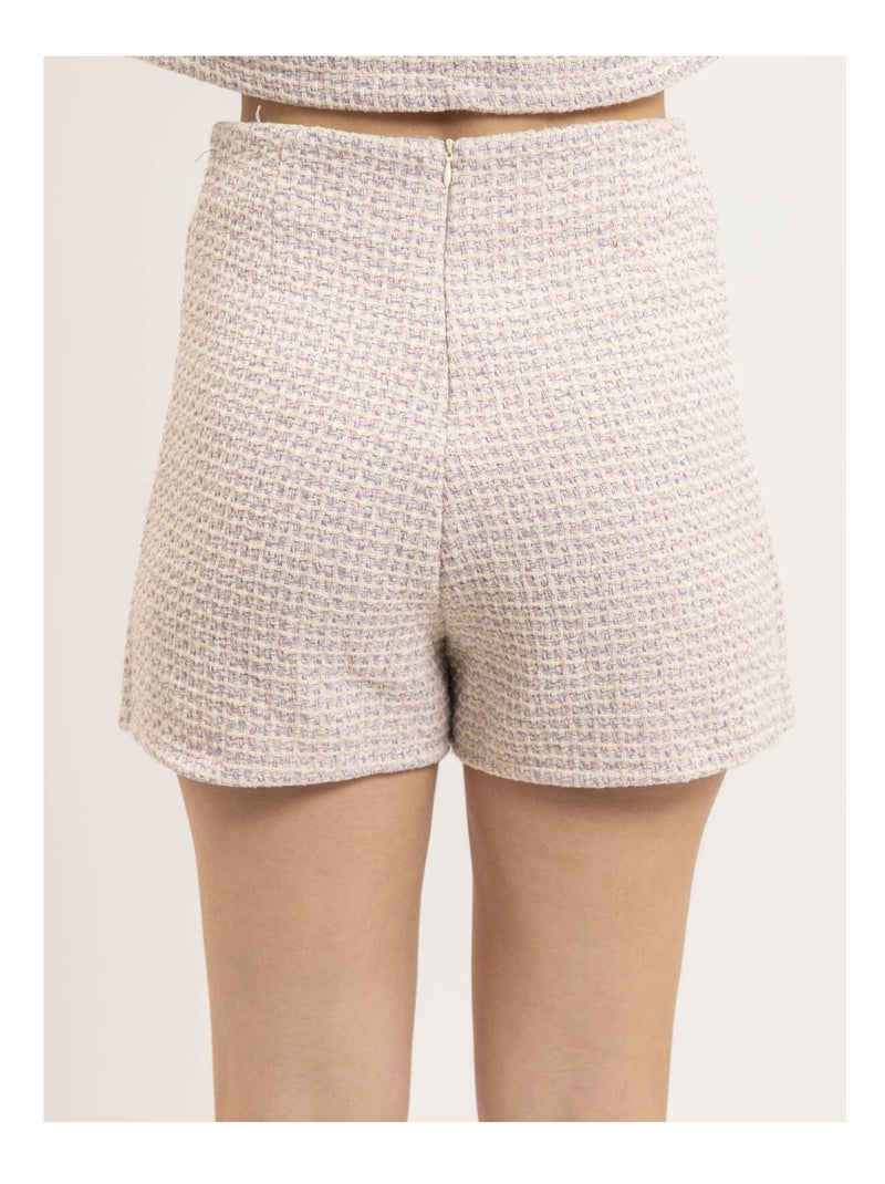Jupe-short tweed XEVINE Violet - Kiabi