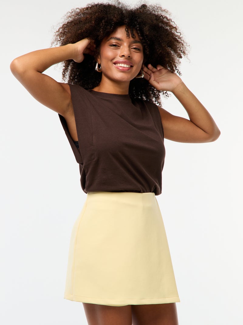 Jupe short uni Jaune - Kiabi