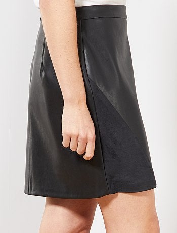 Jupe simili bi-matière - Kiabi