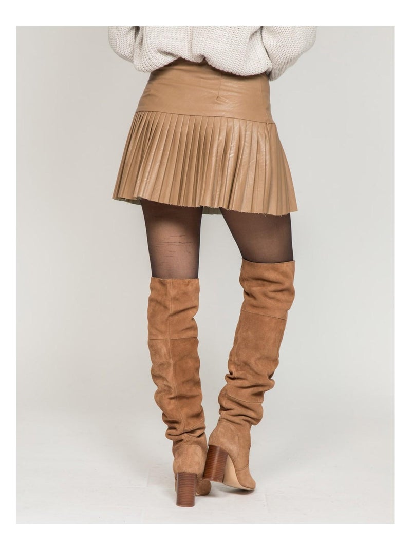 Jupe similicuir XANDREA Beige - Kiabi