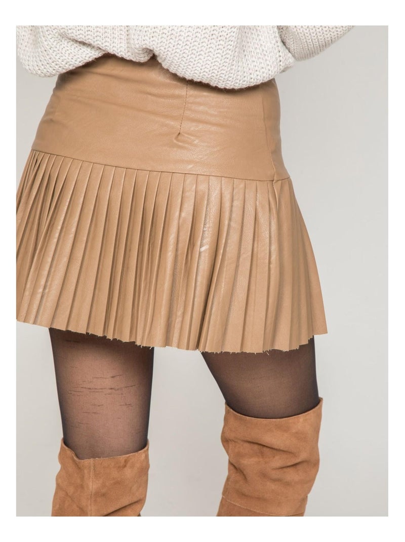 Jupe similicuir XANDREA Beige - Kiabi