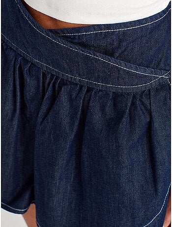 Jupe skater courte en denim à taille haute dilvin