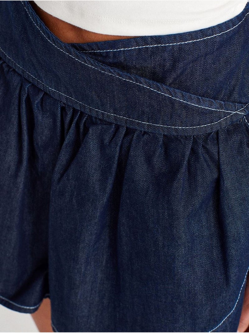 Jupe skater courte en denim à taille haute dilvin Bleu outremer - Kiabi