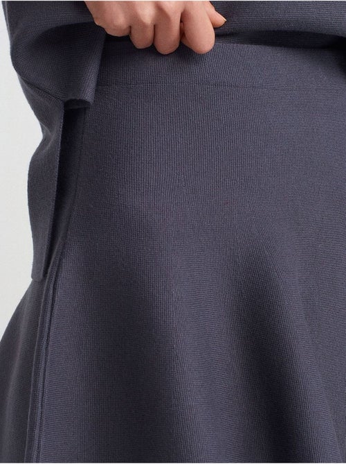 Jupe Skater Courte En Maille Côtelée, Taille Moyenne - Kiabi