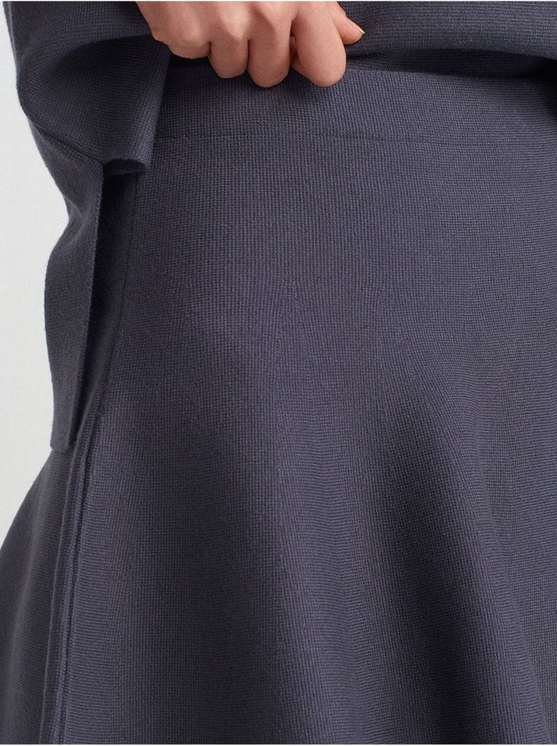 Jupe Skater Courte En Maille Côtelée, Taille Moyenne gris anthracite - Kiabi