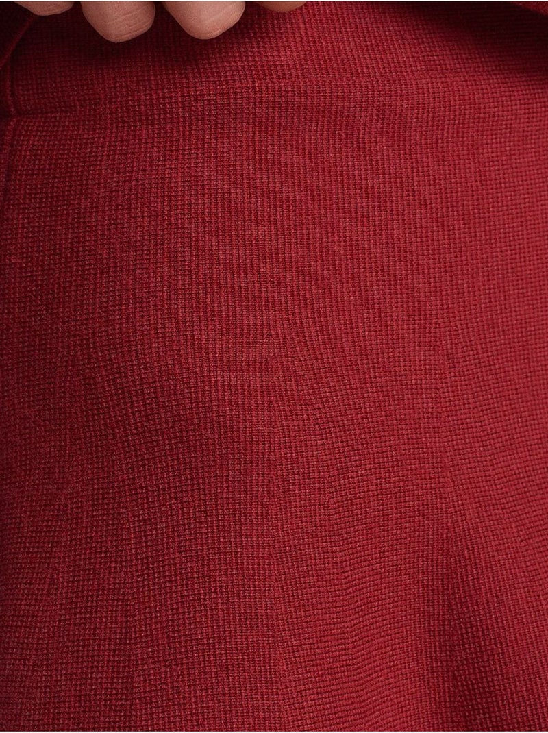 Jupe Skater Courte En Maille Côtelée, Taille Moyenne Rouge bordeaux - Kiabi