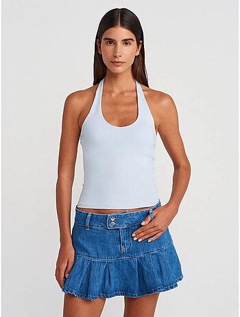 Jupe skater en denim, taille mi-haute, mini dilvin