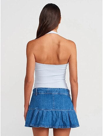 Jupe skater en denim, taille mi-haute, mini dilvin