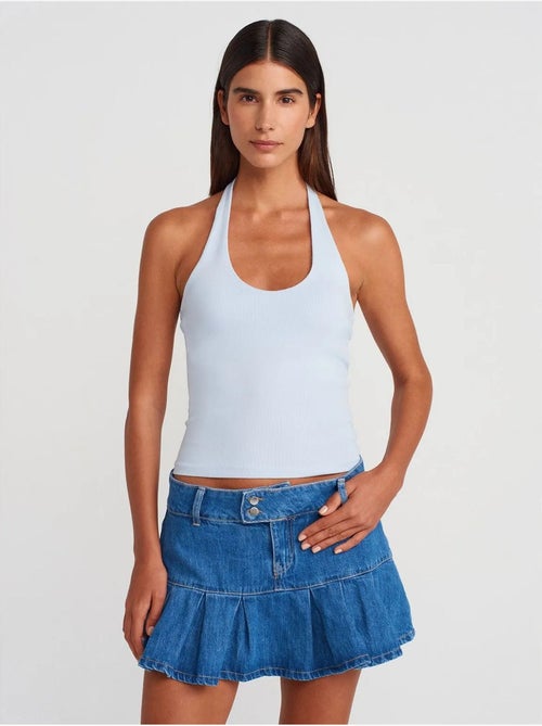 Jupe skater en denim, taille mi-haute, mini dilvin - Kiabi Jupe skater en denim, taille mi-haute, mini dilvin - Kiabi