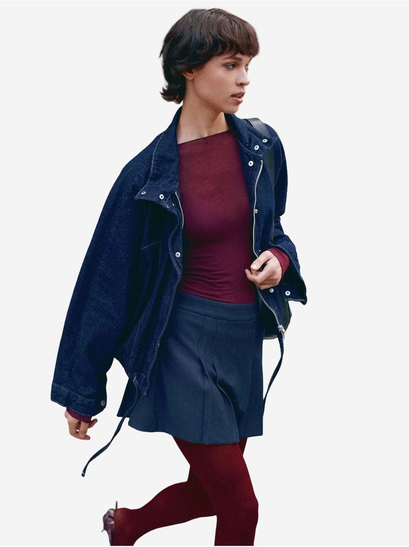 Jupe skater mini à taille haute dilvin Bleu marine - Kiabi