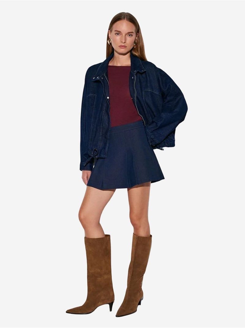 Jupe skater mini à taille haute dilvin Bleu marine - Kiabi