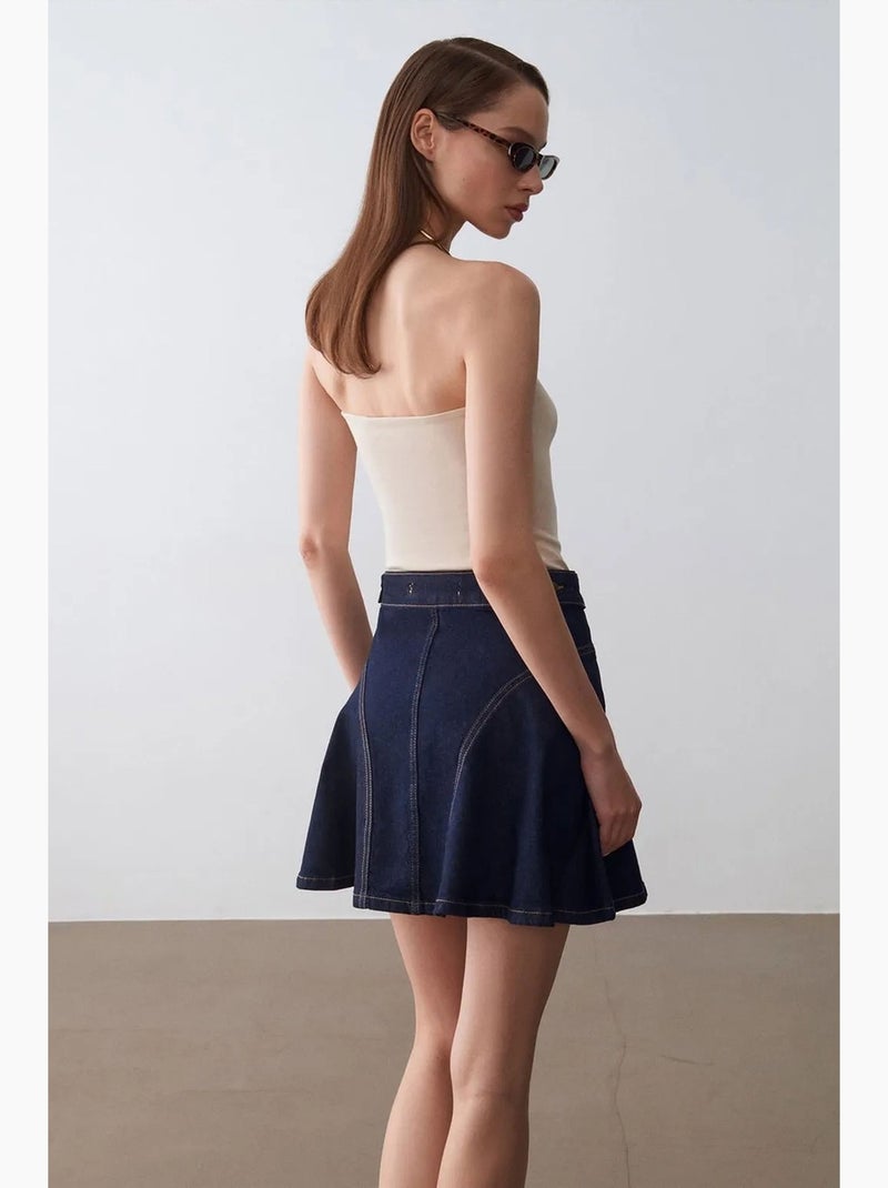 Jupe skater mini taille haute dilvin Bleu outremer - Kiabi