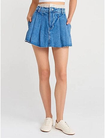 Jupe skater mini taille haute en dentelle dilvin