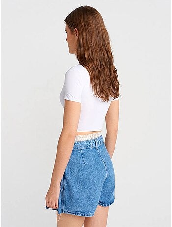 Jupe skater mini taille haute en dentelle dilvin