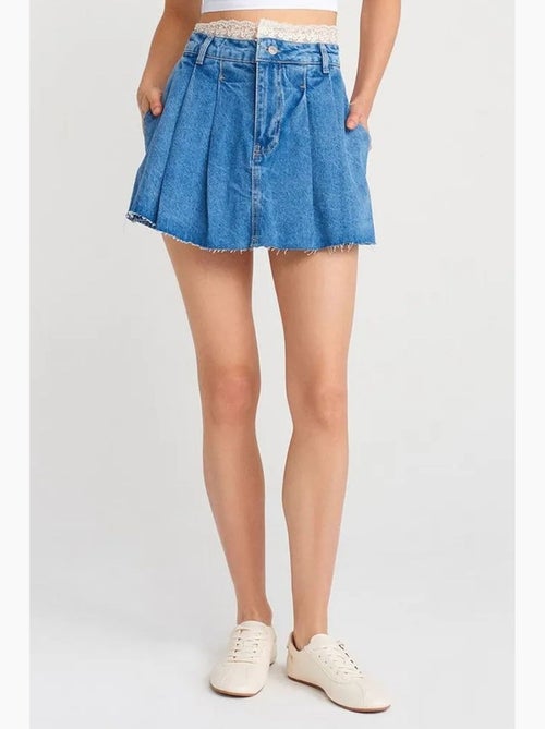 Jupe skater mini taille haute en dentelle dilvin - Kiabi