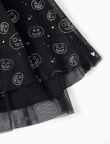 Jupe superposée en tulle à motif de citrouille scintillant