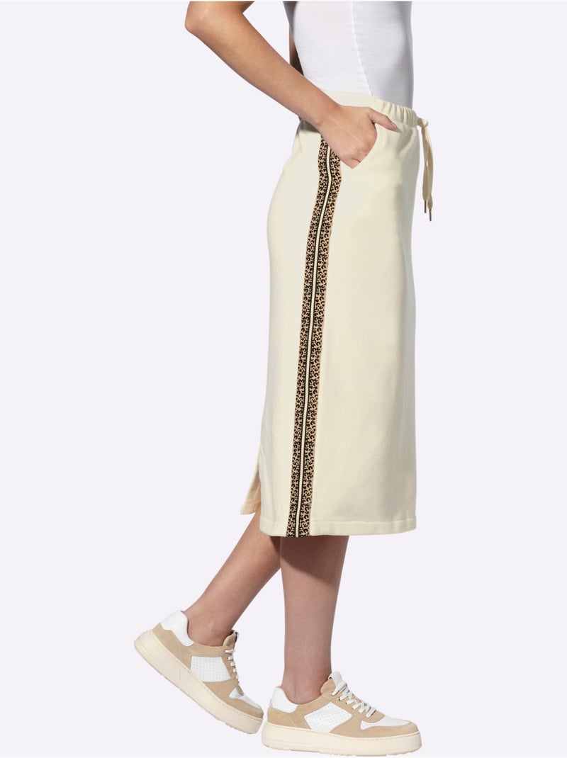 Jupe Sweat Ceinture élastique, Coulisse Et Lien à Nouer - Taille Standard - Helline Ivoire - Kiabi
