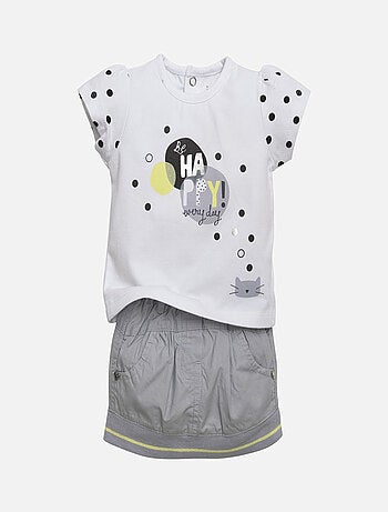 JUPE + T-SHIRT GRIS