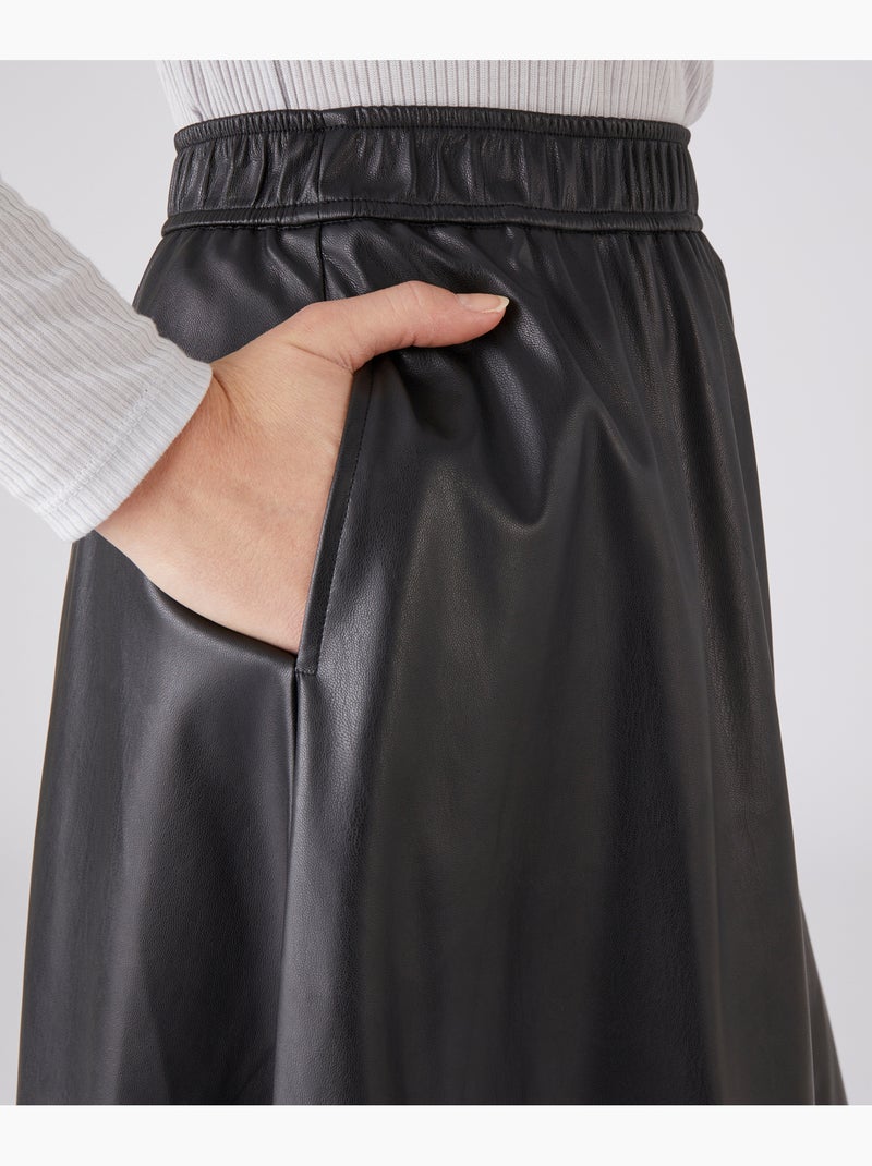 Jupe taille élastiquée enduite - damart Noir - Kiabi