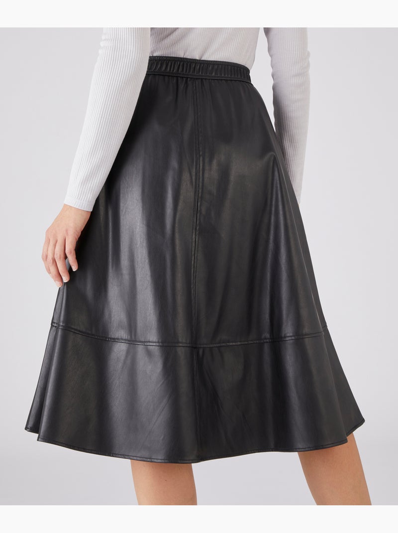 Jupe taille élastiquée enduite - damart Noir - Kiabi