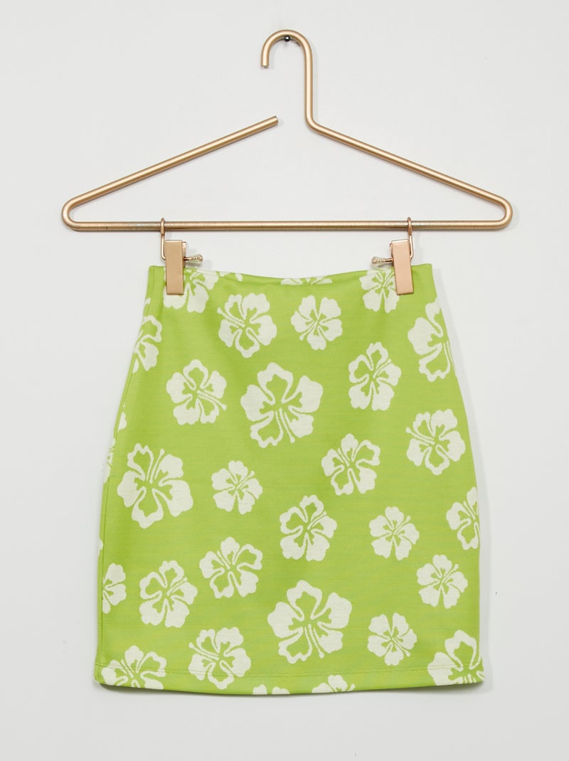 Jupe taille haute avec imprimé Vert - Kiabi