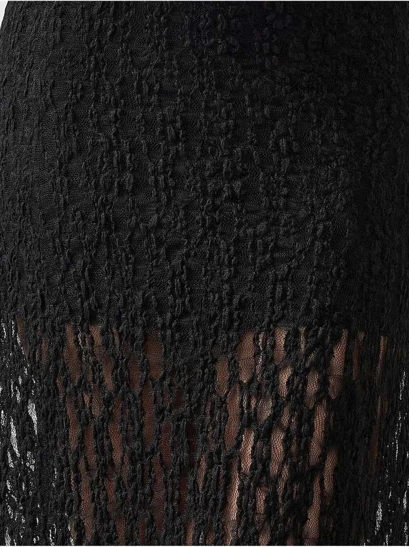 Jupe taille haute en dentelle coupe décontractée hiccup Noir - Kiabi