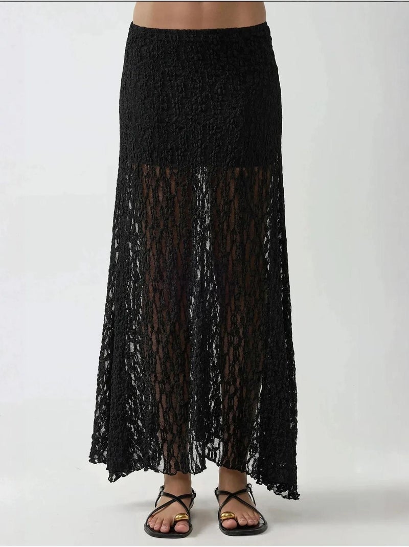 Jupe taille haute en dentelle coupe décontractée hiccup Noir - Kiabi