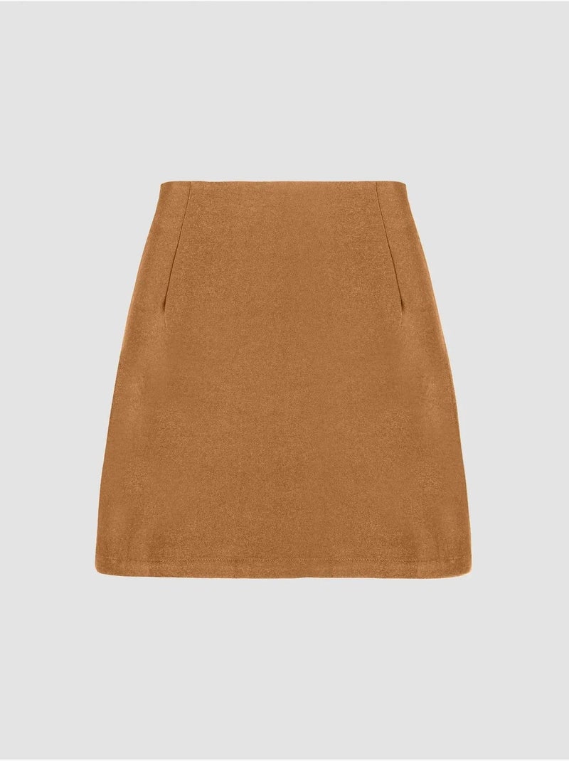 Jupe taille haute fendue sur le côté Beige naturel - Kiabi