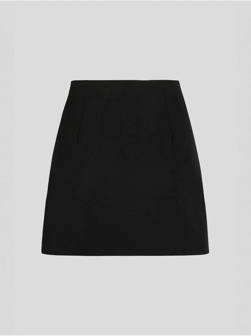 Jupe taille haute fendue sur le côté Noir - Kiabi